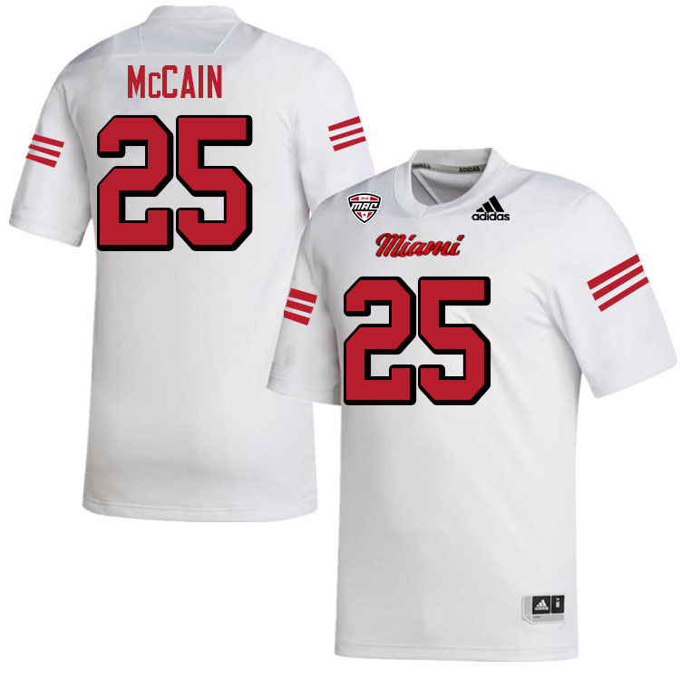 Miami University Redhawks #25 Malcolm McCain College Football Jerseys Stitched-White